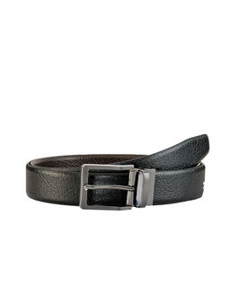 Teakwood - Men Black Textured Reversible Leather Belt