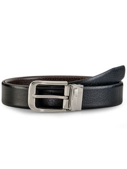 Teakwood - Men Black Textured Reversible Leather Belt