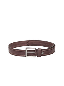 Teakwood - Men Brown Genuine Leather Belt With Contrast Stitch Details