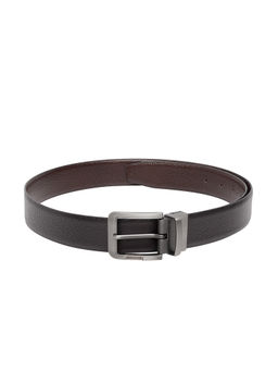 Teakwood - Men Black & Brown Textured Reversible Genuine Leather Belt