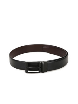 Teakwood - Men Black & Brown Textured Genuine Leather Reversible Belt