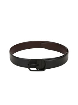 Teakwood - Men Black & Brown Textured Genuine Leather Reversible Belt