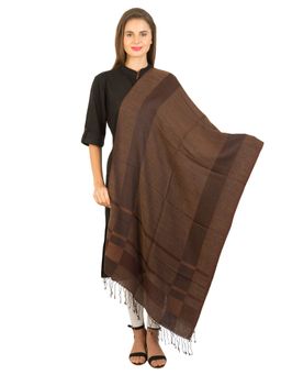 La Vastraa - Silk Wool Solid Brown Scarf