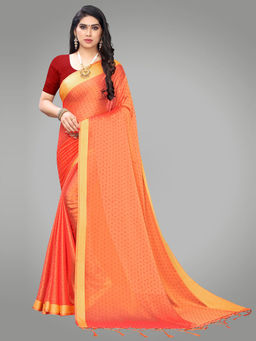 Sareemall - Peach Georgette Embellished Saree with Unstitched Blouse