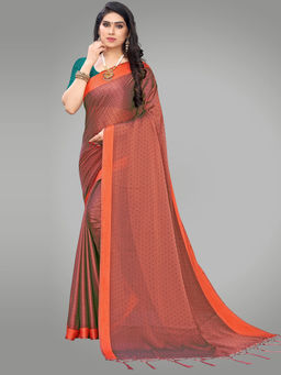 Sareemall - Brown Georgette Embellished Saree with Unstitched Blouse