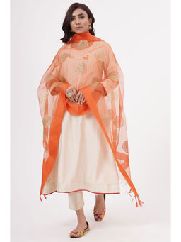 Khushboo & Pankaj - Orange Organza Dupatta