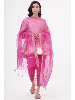 Khushboo & Pankaj - Pink Organza Zari Work Dupatta