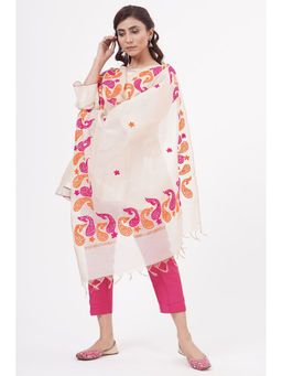 Khushboo & Pankaj - Beige Anchor Work Kota Dupatta