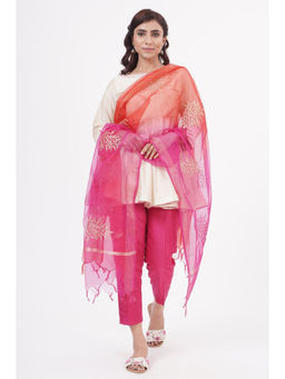 Khushboo & Pankaj - Red Pink Organza Dupatta