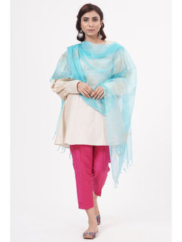 Khushboo & Pankaj - Sky Blue Organza Zari Dupatta
