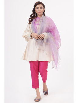 Khushboo & Pankaj - Lilac Grey Organza Zari Dupatta