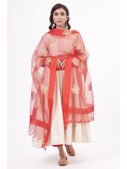 Khushboo & Pankaj - Red Organza Zari Dupatta