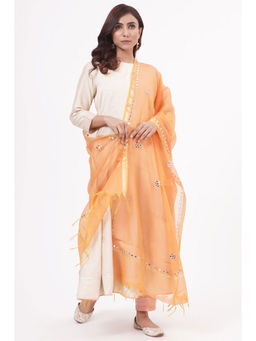 Khushboo & Pankaj - Peach Kota Mirror Work Dupatta