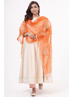 Khushboo & Pankaj - Orange Zari Organza Dupatta