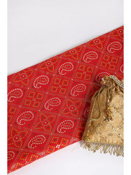 Khushboo & Pankaj - Red Bandhani Foil Print Kota Fabric