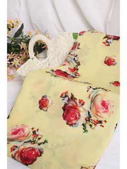 Khushboo & Pankaj - Lime Yellow Floral Print Cotton Fabric