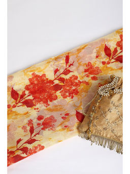 Khushboo & Pankaj - Yellow Floral Print Kota Fabric