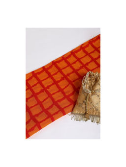 Khushboo & Pankaj - Orange Print Kota Fabric
