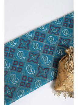 Khushboo & Pankaj - Blue Bandhani Foil Print Kota Fabric
