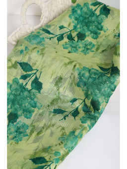 Khushboo & Pankaj - Green Floral Print Kota Fabric
