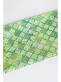 Khushboo & Pankaj - Green Foil Print Kota Fabric