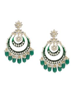 Laida - Green Kundan Embellished Handcrafted Chandballis