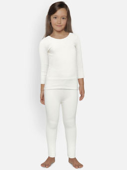 Kanvin - Girls Off White Thermals (Set of 2)