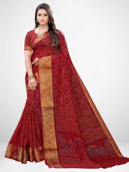 Sareemall - Maroon Floral Printed Saree