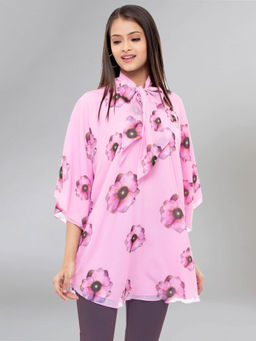 First Resort by Ramola Bachchan - Pink Floral Top