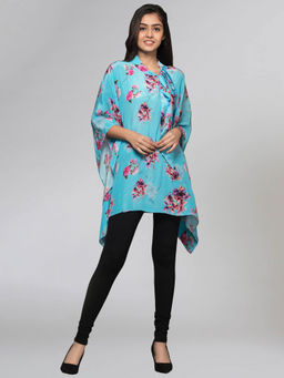 First Resort by Ramola Bachchan - Blue Floral Top