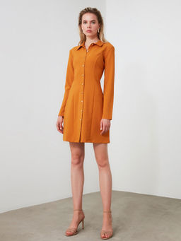 Trendyol - Women'S Camel Solid/Plain Pattern Dresses