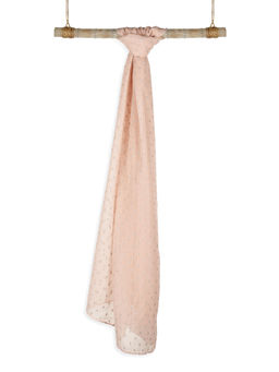ToniQ - Elegant Pink & Silver Foil Polka Printed Scarf Stoles For Women