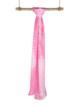 ToniQ - Candy Pink and White Tie & Dye Scarf For Women