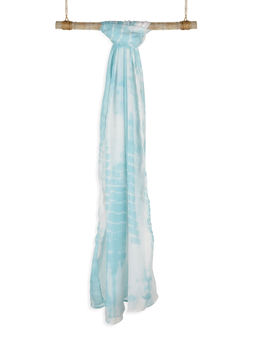 ToniQ - Turquoise Blue and White Tie & Dye Scarf For Women