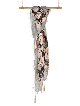 ToniQ - Classic Multicolour Printed Tasselled Square Scarf For Women