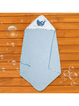 Baby Moo - Dolphin Blue And White Hooded Towel