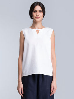 FableStreet - White Back Button Top