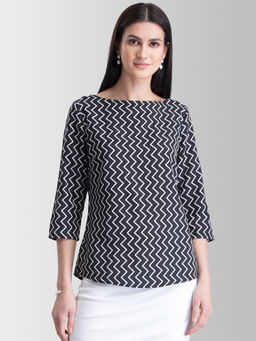 FABLE STREET - Black Printed Top