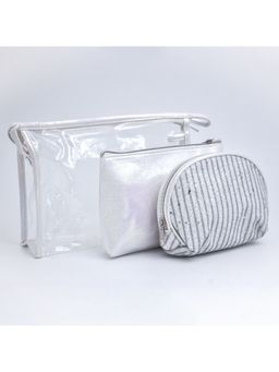 Visual Echoes - Glam it Up Travel Zipper Pouch Set of 3 - Silver