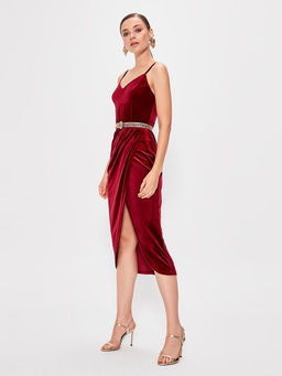 Trendyol - Burgundy Sleeveless Midi Dress