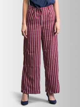 FABLE STREET - Maroon Stripes Pant