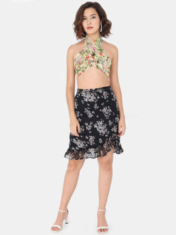 Trend Arrest - Floral Black Fill Skirt