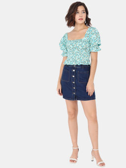 Trend Arrest - Mint Green Smocking Top