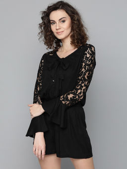 Trend Arrest - Black Solid Playsuit