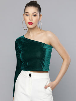 Trend Arrest - Turquoise Solid Crop Top