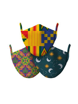 Whats Down - Tribe Vibes - Reusable, Washable Face Masks - Pack of 3