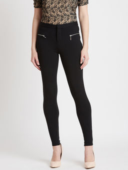 Cover Story - Black Solid Casual Skinny Leggings