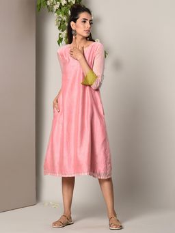 trueBrowns - Mud Pink Green Cuff Dress