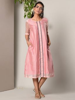 trueBrowns - Mud Pink Contrast Center Panel Dress