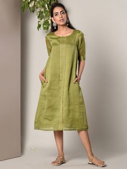 trueBrowns - Green Center Panel Dress